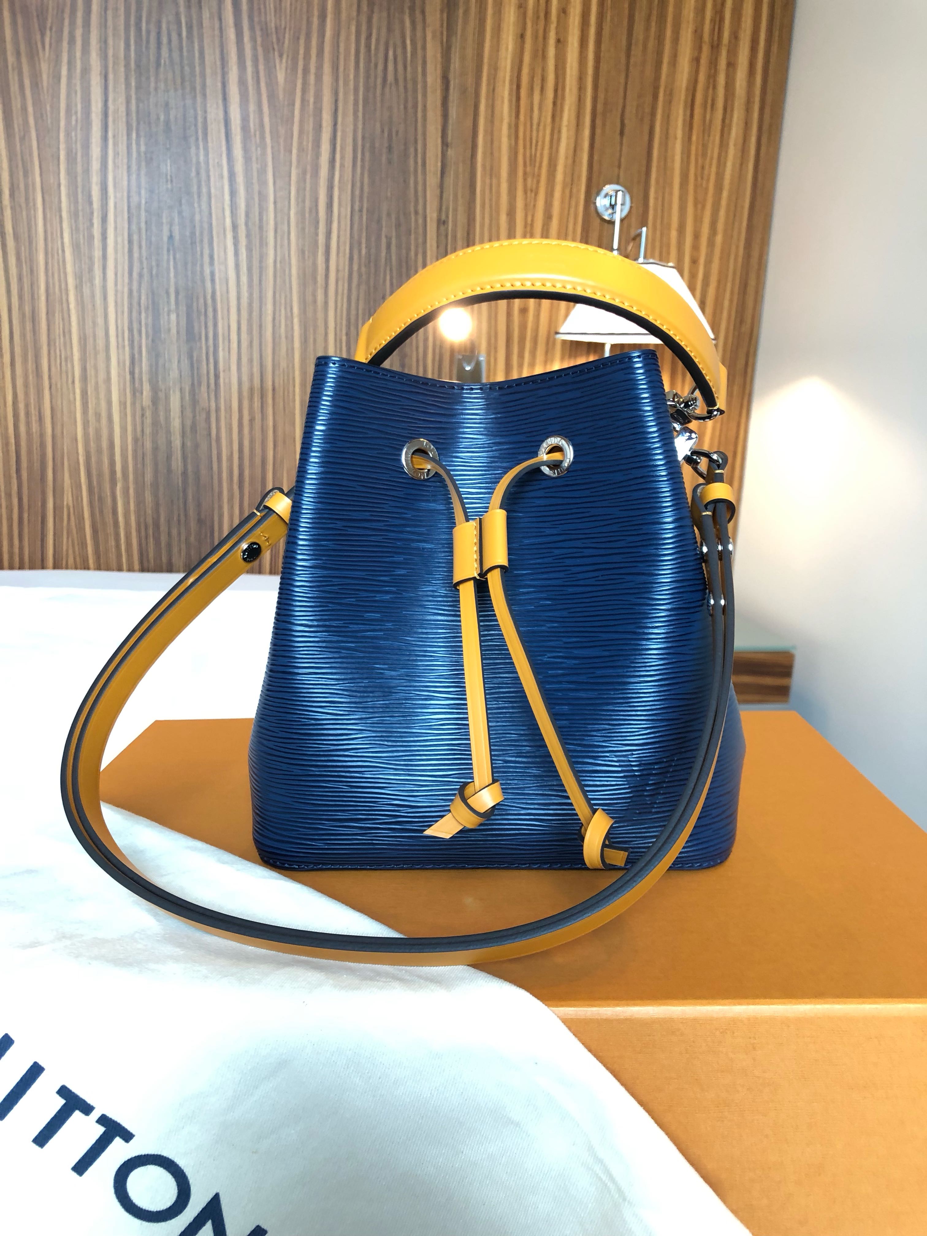 Louis Vuitton NeoNoe Handbag Epi Leather with Logo Jacquard Strap BB at  1stDibs