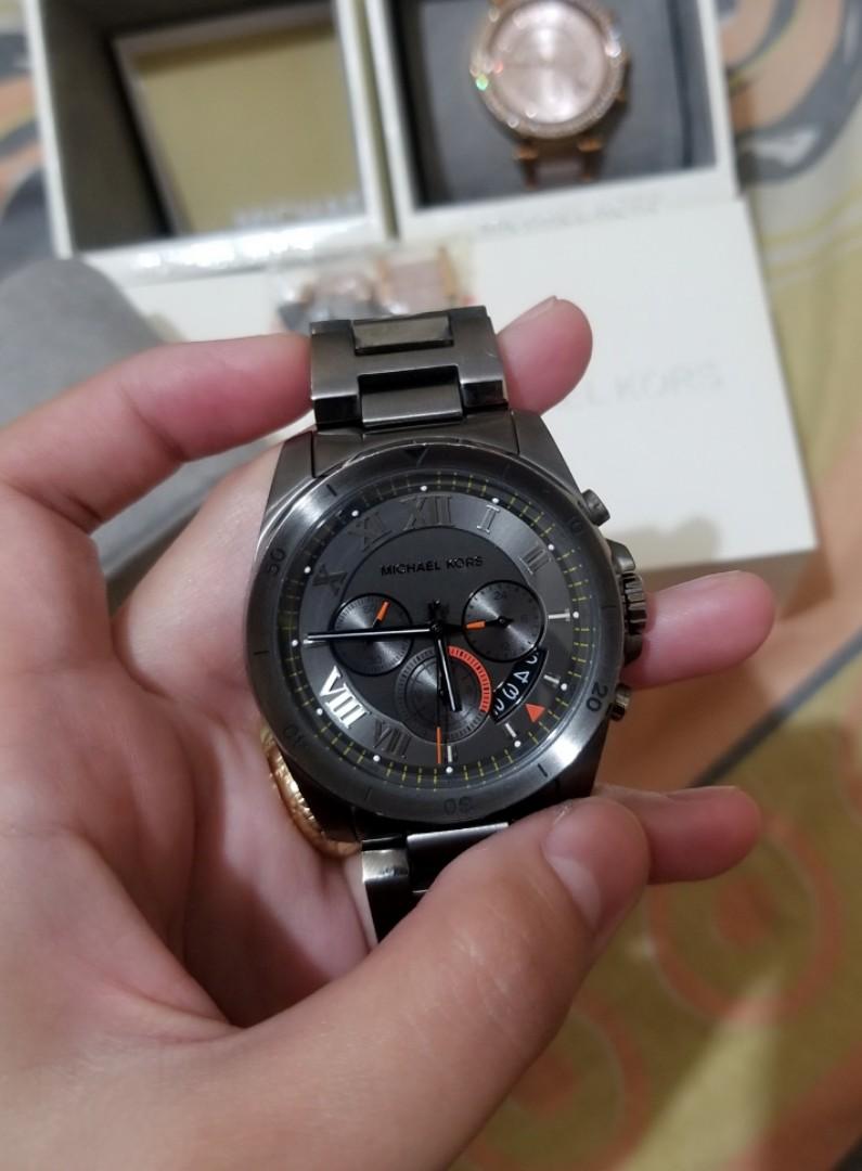 Michael Kors Brecken Chronograph Grey Dial Gunmetal ion plated Mens Watch MK8465