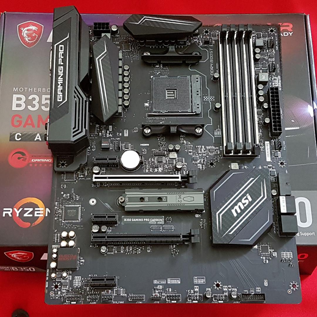 Msi B350 Gaming Pro Carbon Motherboard, Computers & Tech, Parts &  Accessories, Computer Parts On Carousell