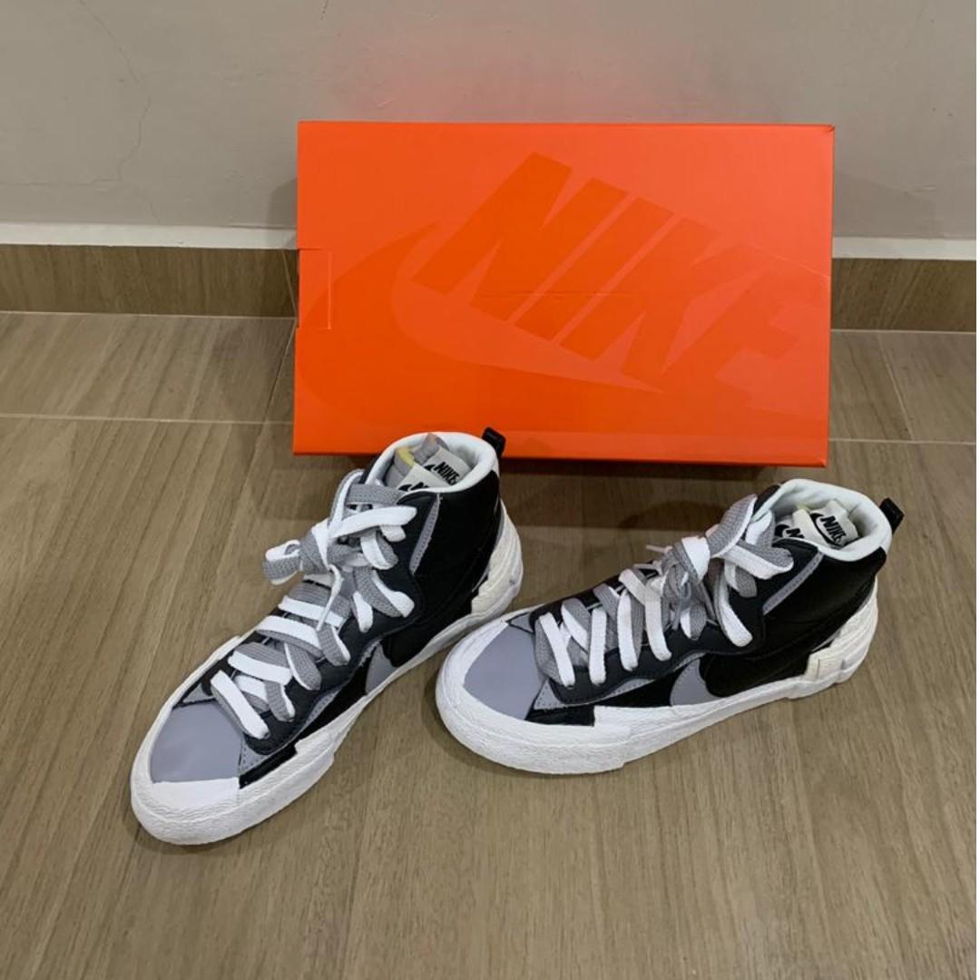 Nike X Sacai Mid Blazer Black Wolf Grey Women S Fashion Shoes Sneakers On Carousell