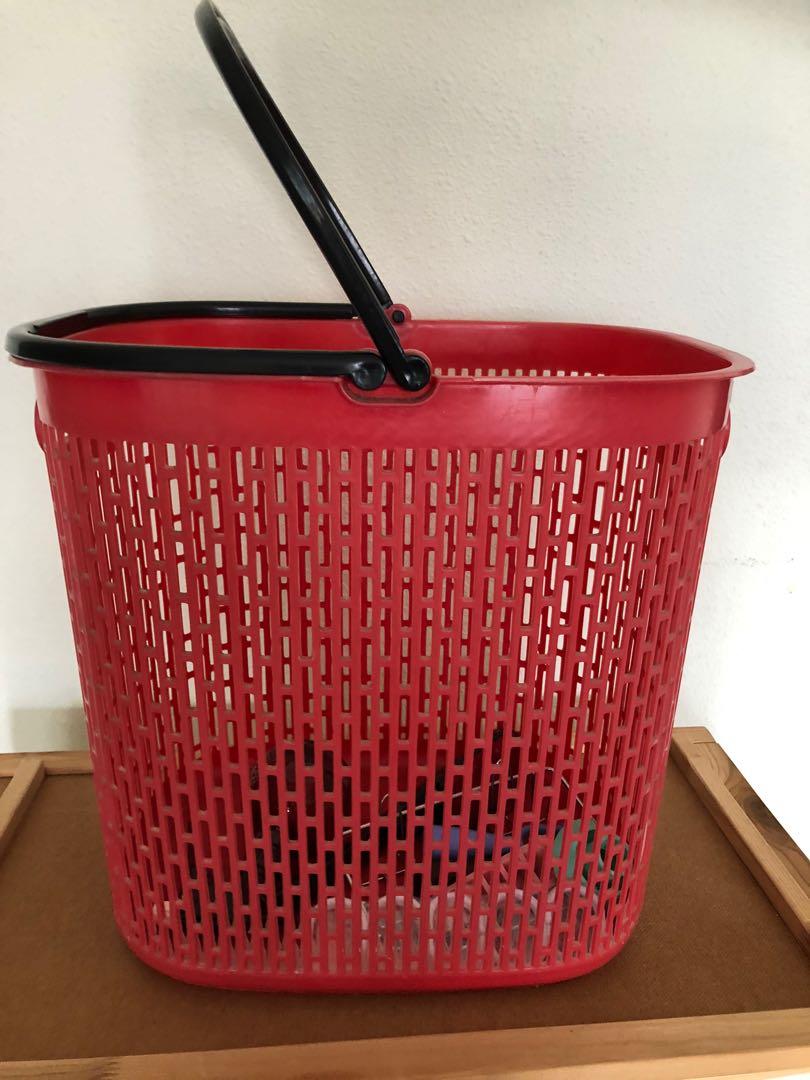 red washing basket