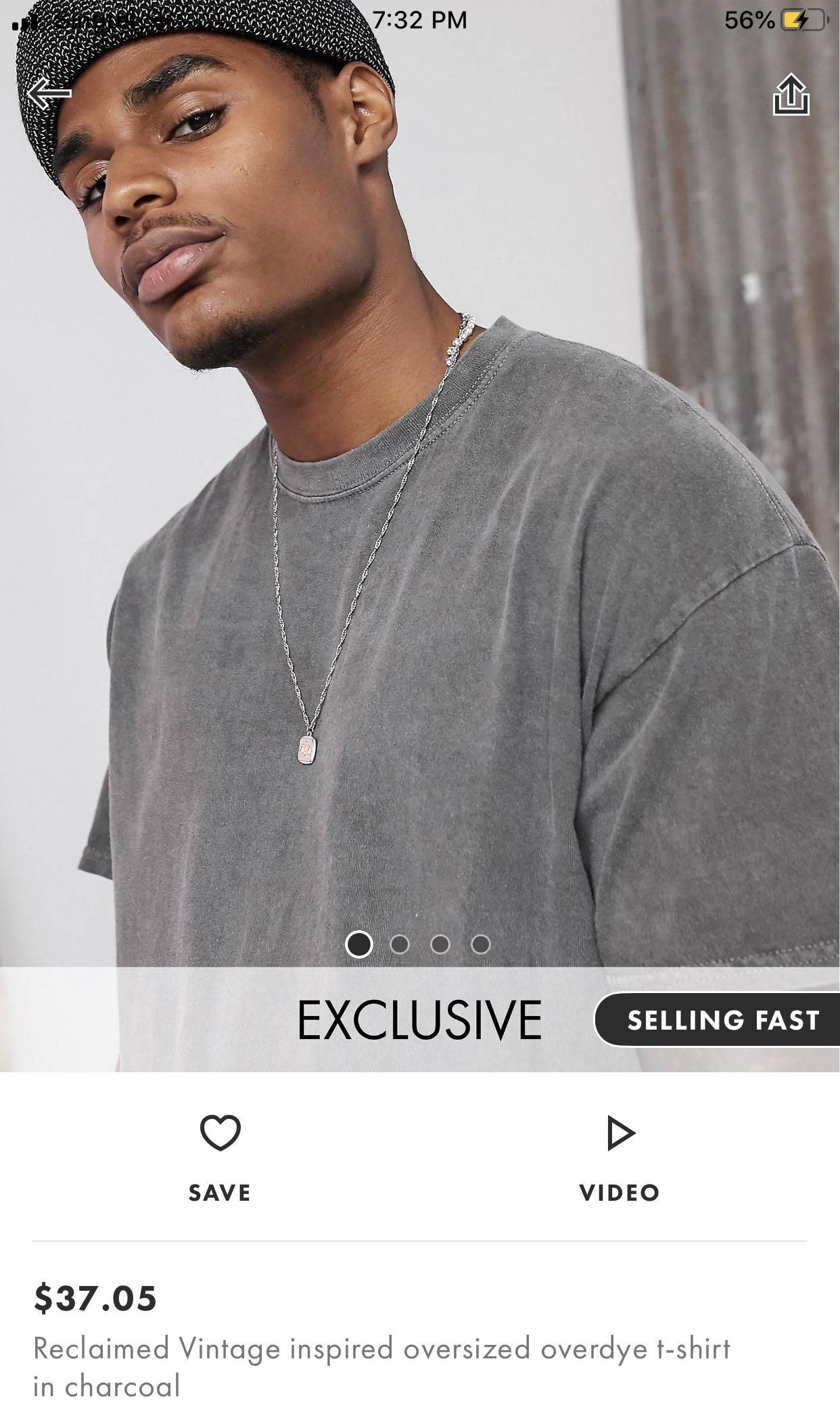 Reclaimed Vintage Oversized T Shirt in Charcoal Men s Fashion