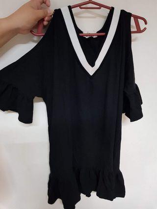 Black Cold Shoulder Mini Dress
