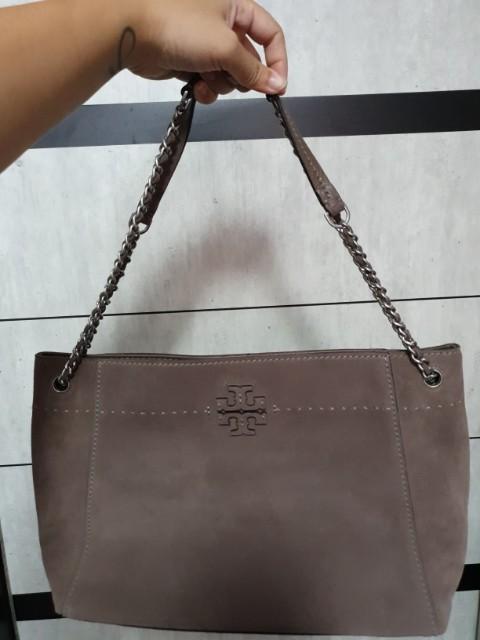 Tory burch mcgraw suede chain shoulder hotsell slouchy tote