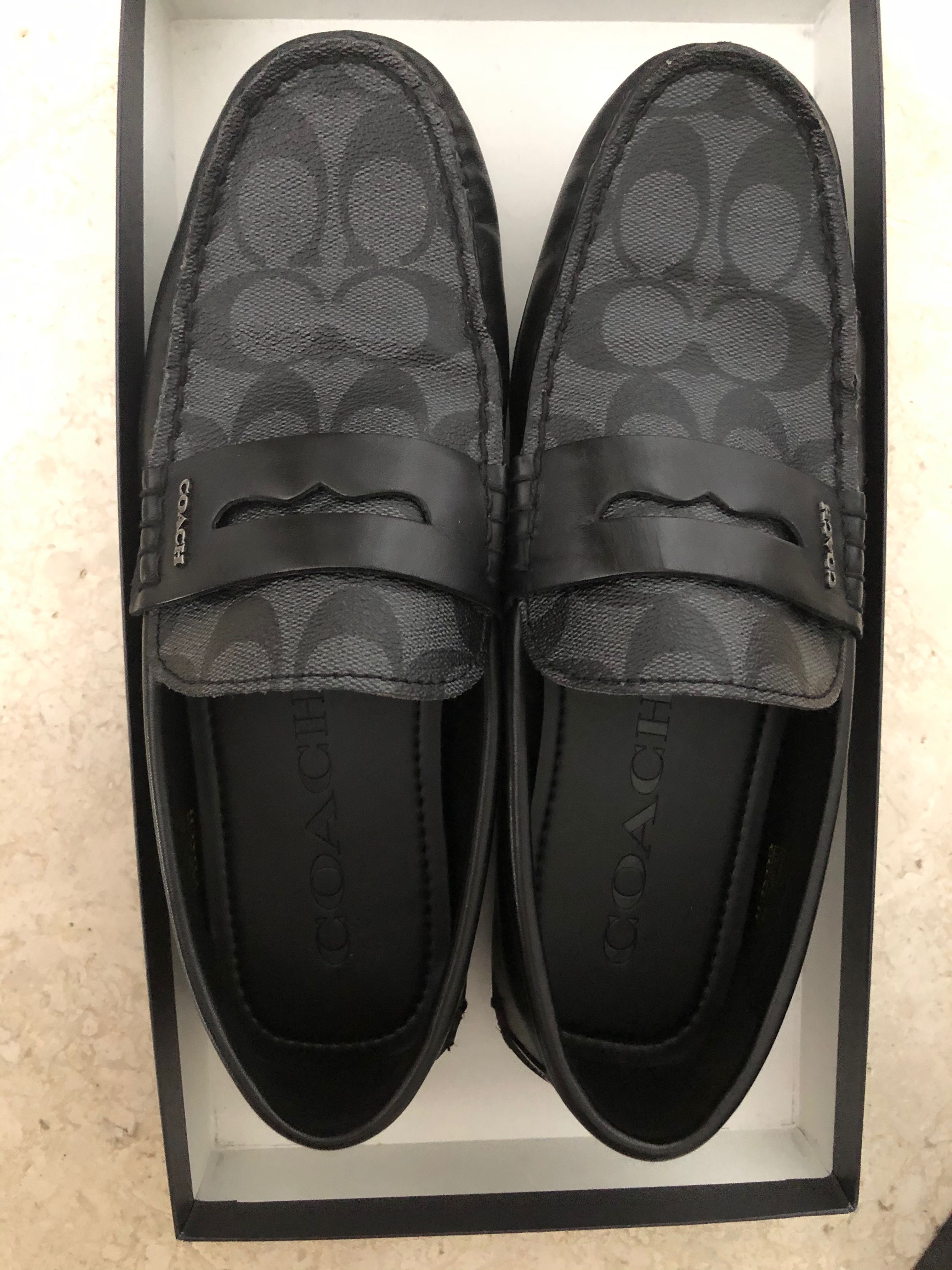 Coach black leather shoes shop