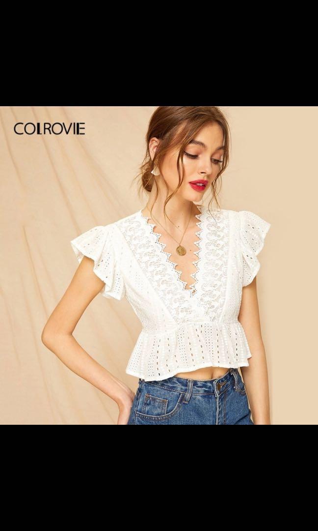 white peplum crop top