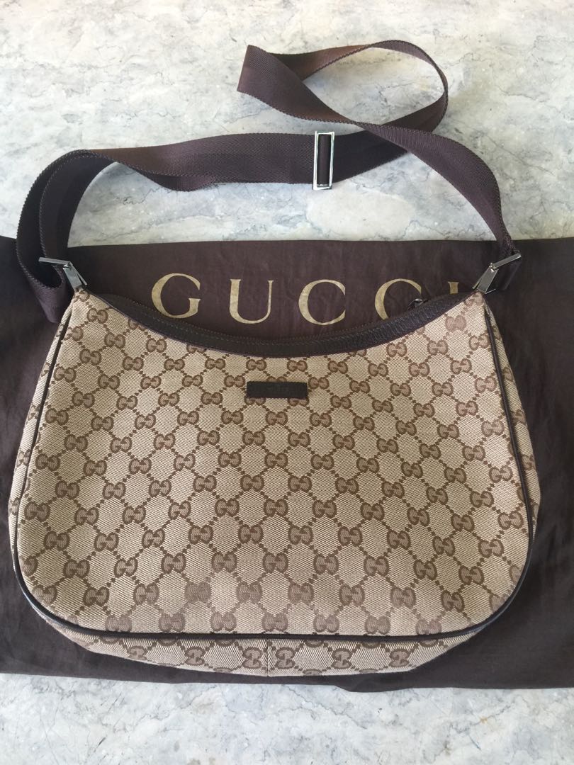 Gucci Shoulder Bag Mens GG Monogram Canvas Beige x Brown 2015 Luxury Bags Wallets on Carousell