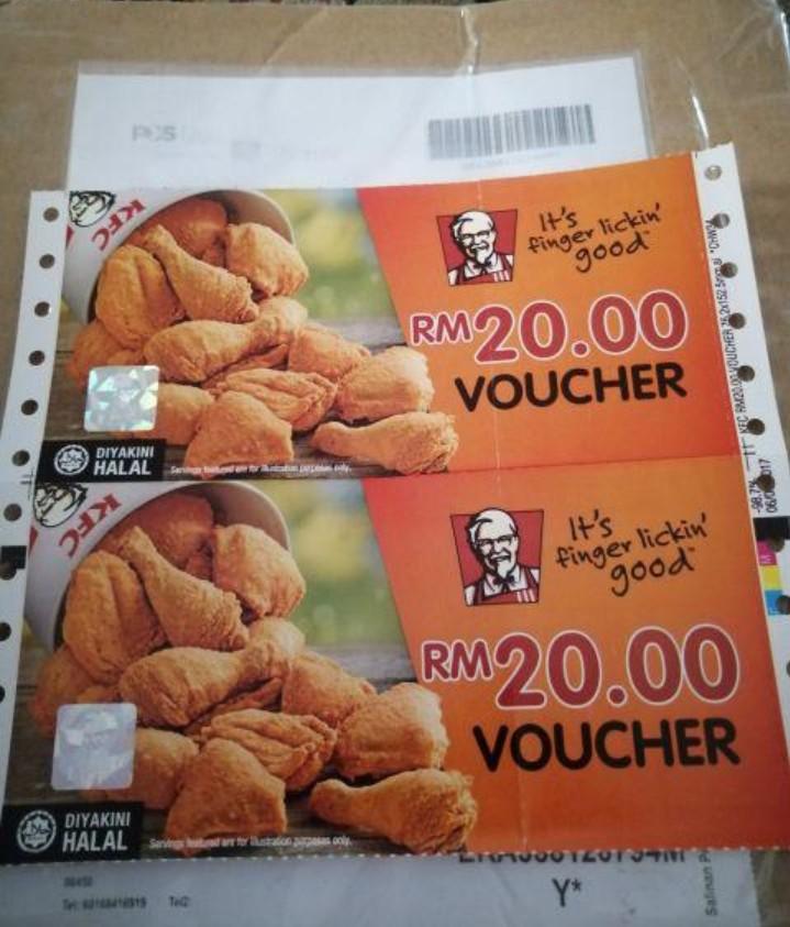 Kfc Voucher Rm20 Available 100 Pcs Tickets Vouchers Gift Cards Vouchers On Carousell