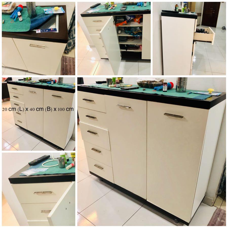 Kitchen Cabinet Chest Glass Top High Utility On Carousell