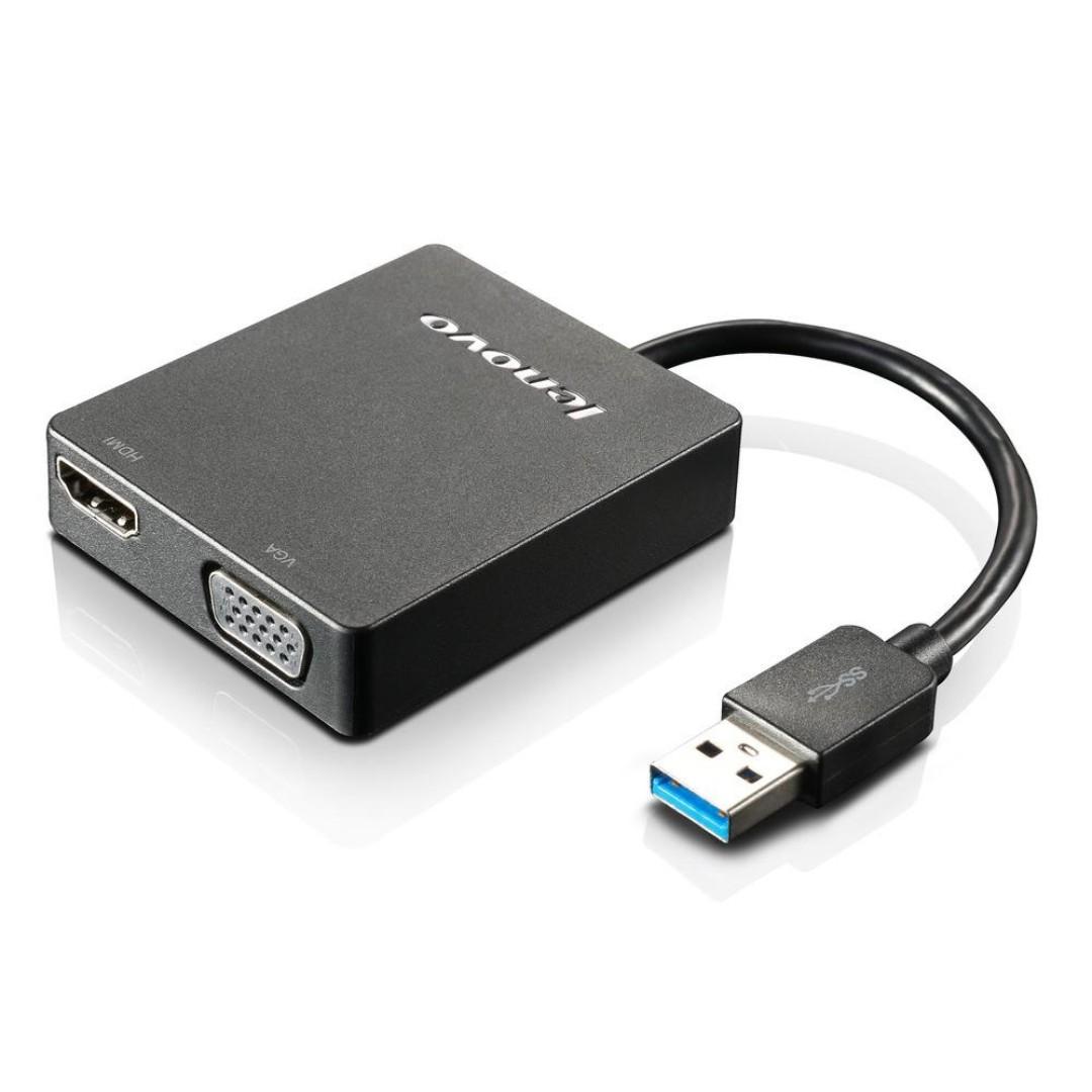 Lenovo Universal USB 3.0 to VGA/HDMI Adapter, 電腦＆科技, 電腦周邊及配件, 電腦線、轉接線及