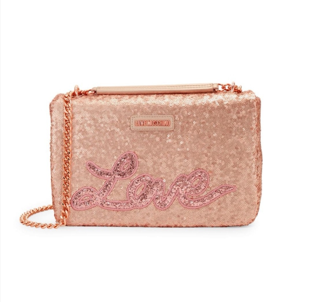 rose gold love moschino bag