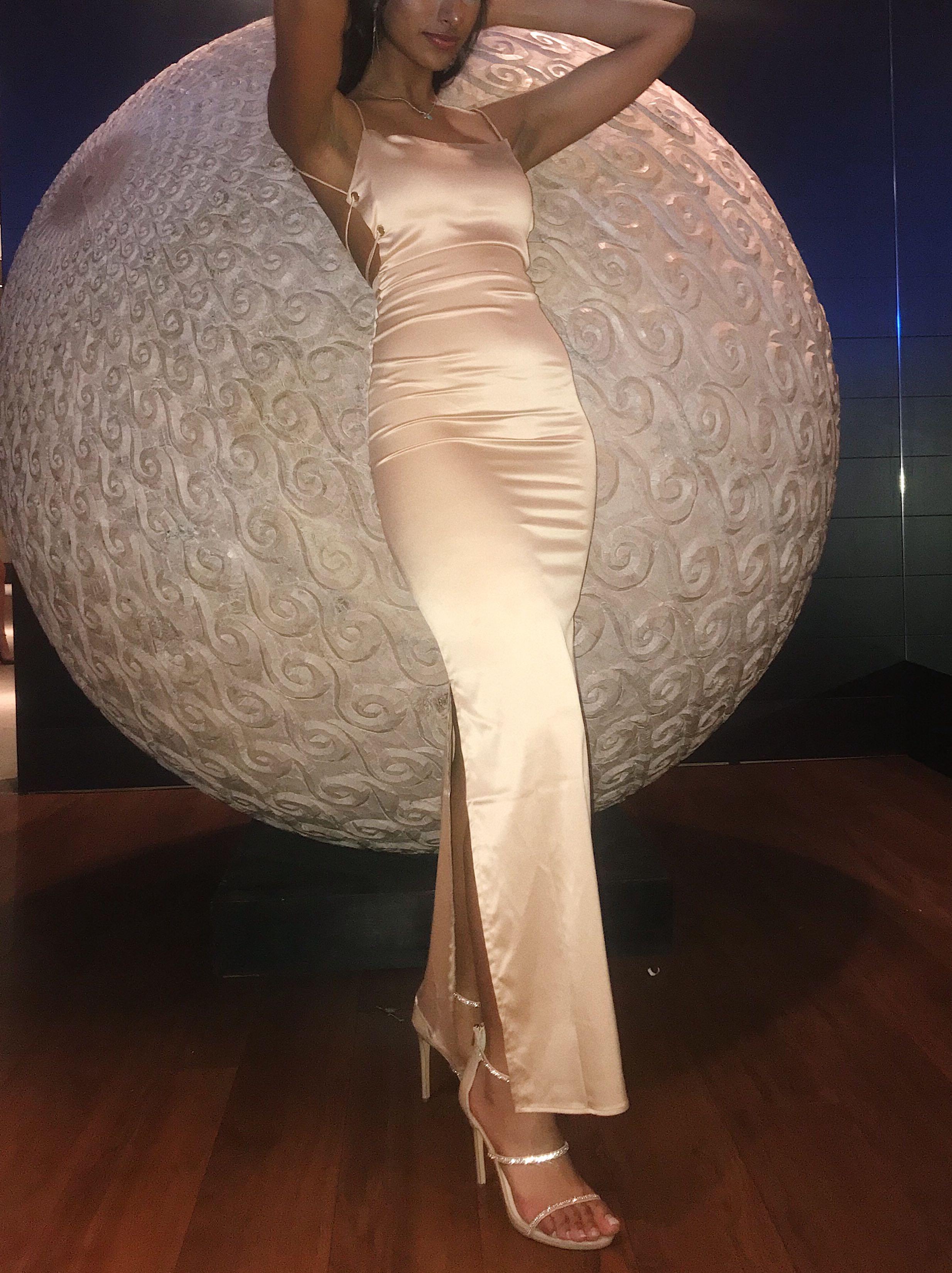 manhattan slip formal dress champagne