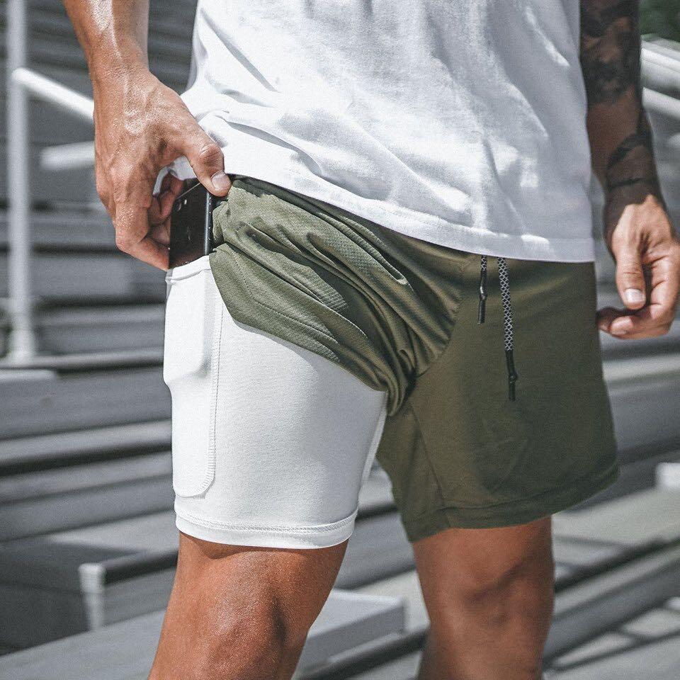 Men s double layer sports shorts