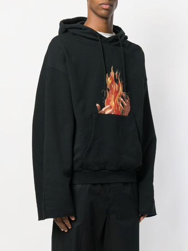 off white fire print hoodie