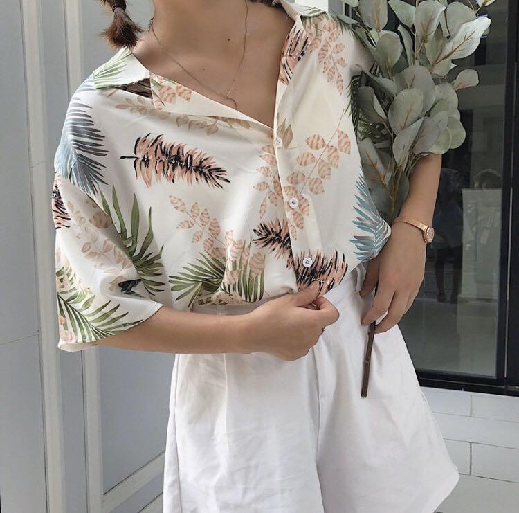 Oversized Hawaiian Shirt, Women's 