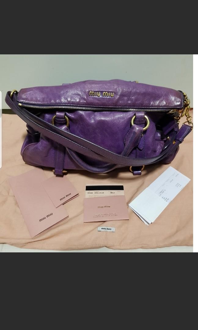 Auth MIU MIU Vitello Lux Bow Bag Cognac Colour Medium Size, Luxury, Bags &  Wallets on Carousell