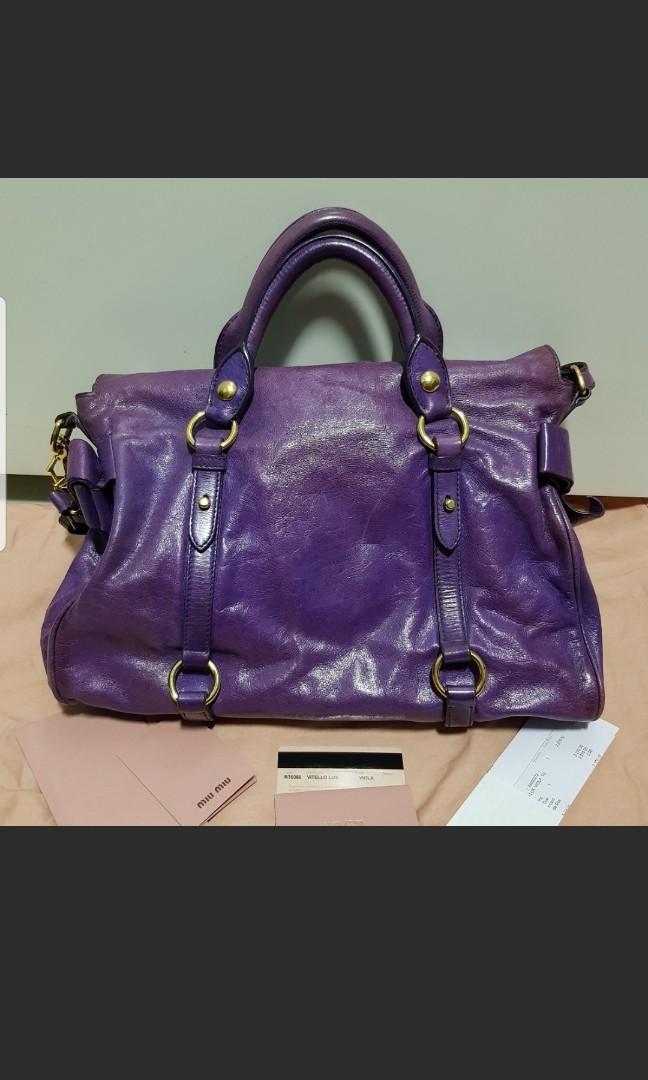 Purple Miu Miu Vitello Lux Bag, Luxury, Bags & Wallets on Carousell