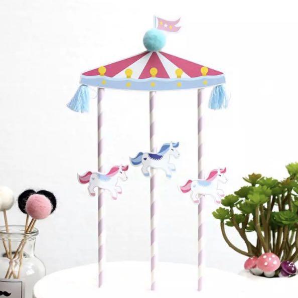 Pink Circus Carousel Cake Topper for Baby Showers, Birthdays | eBay