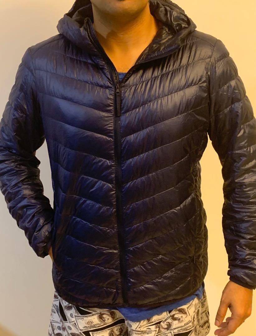 Men ultra light shop down hooded coat