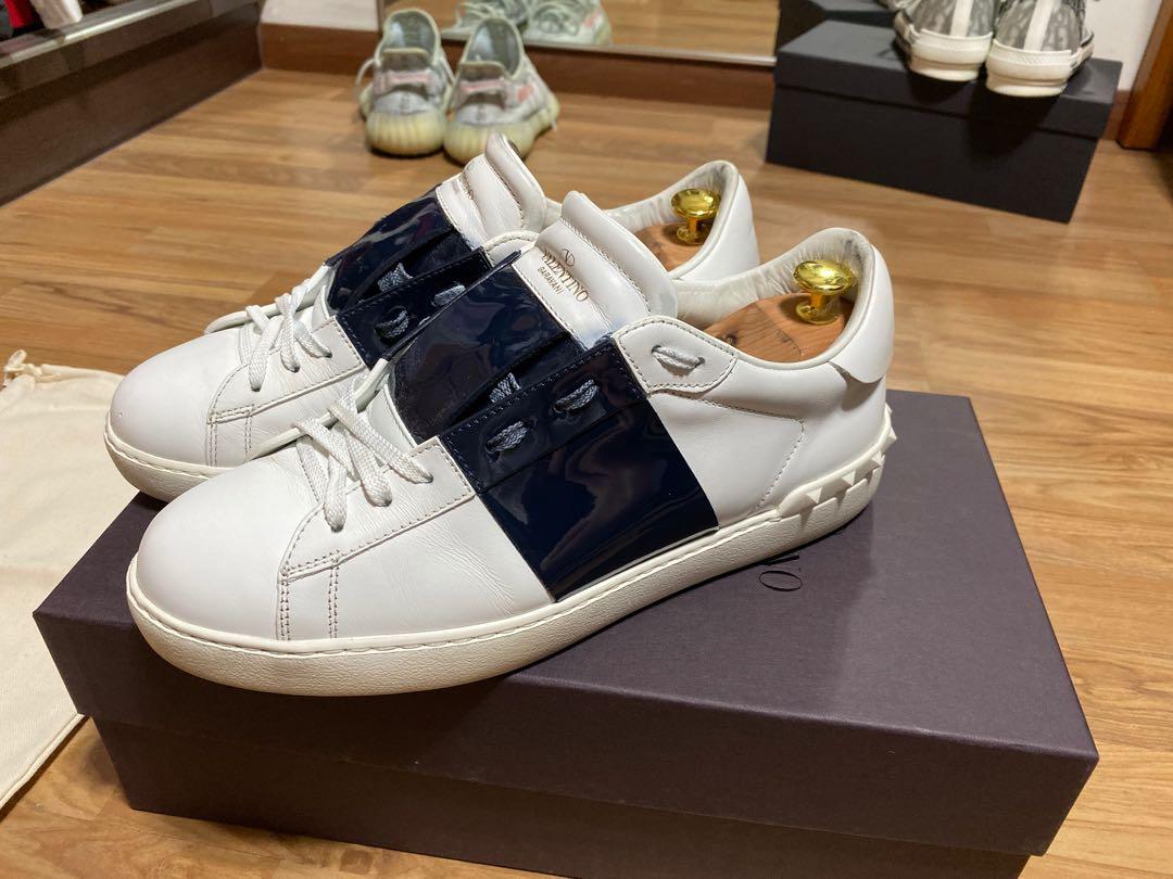 Valentino garavani open striped leather sneakers top