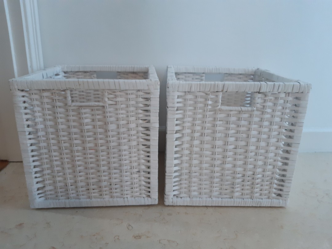 2 x white storage boxes. Fit IKEA Kallax shelves, Furniture & Home
