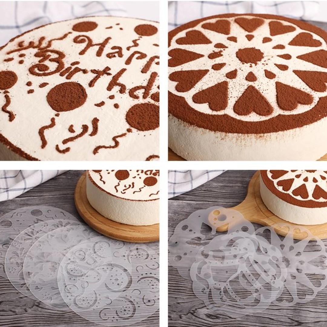 6pcs Set Cake Decorating Stencil Happy Birthday Cake Stencil Tiramisu Icing Sugar Sieve Stenciling Tool Home Appliances Kitchenware On Carousell