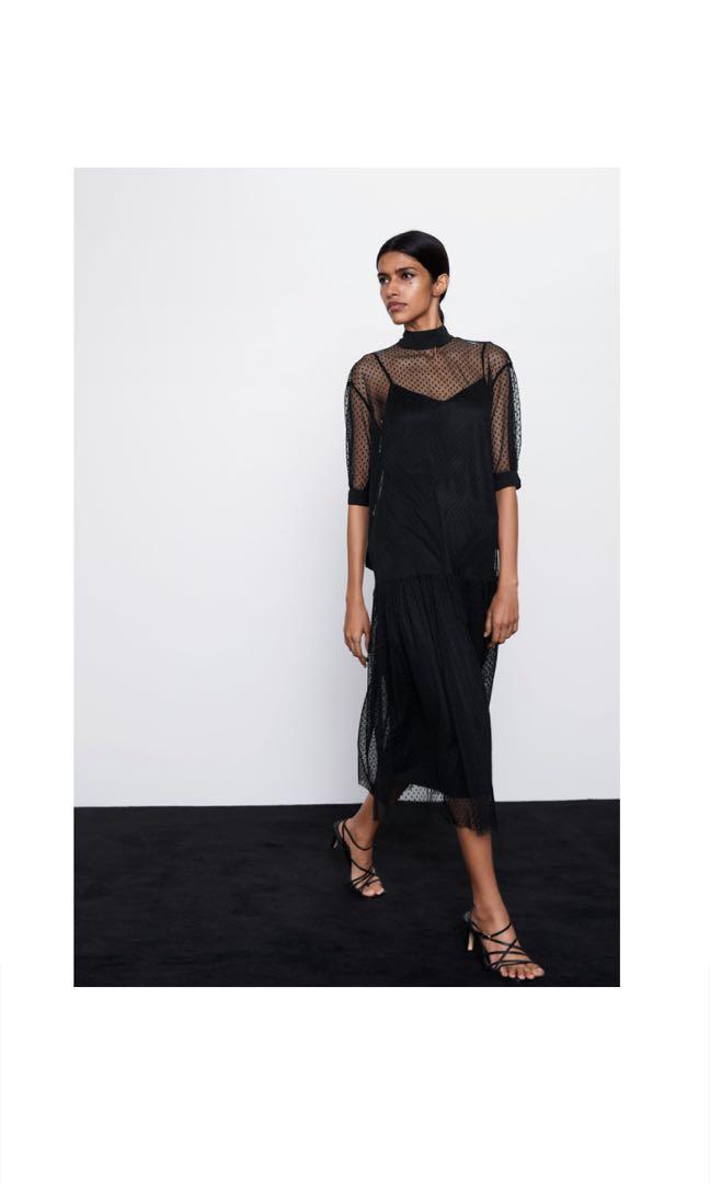 zara black mesh dress