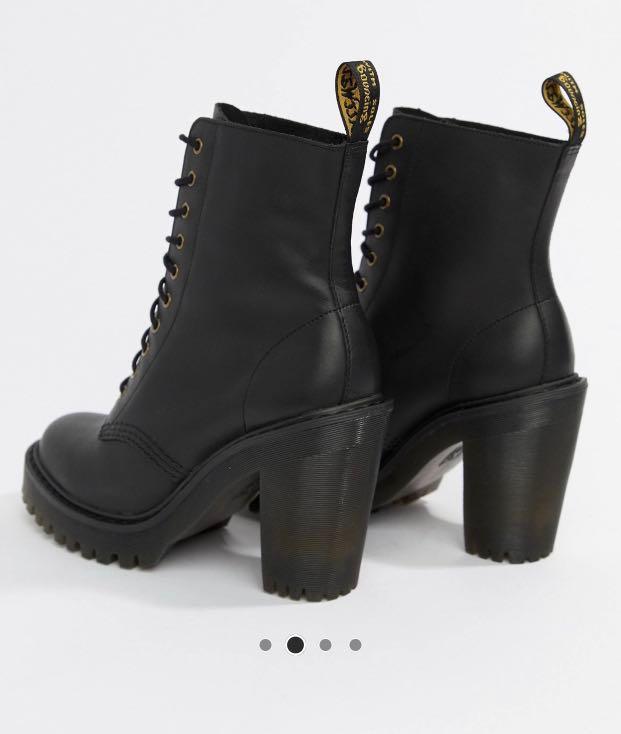 Almost New Dr Martens Kendra Black Leather Heeled Leather Boots