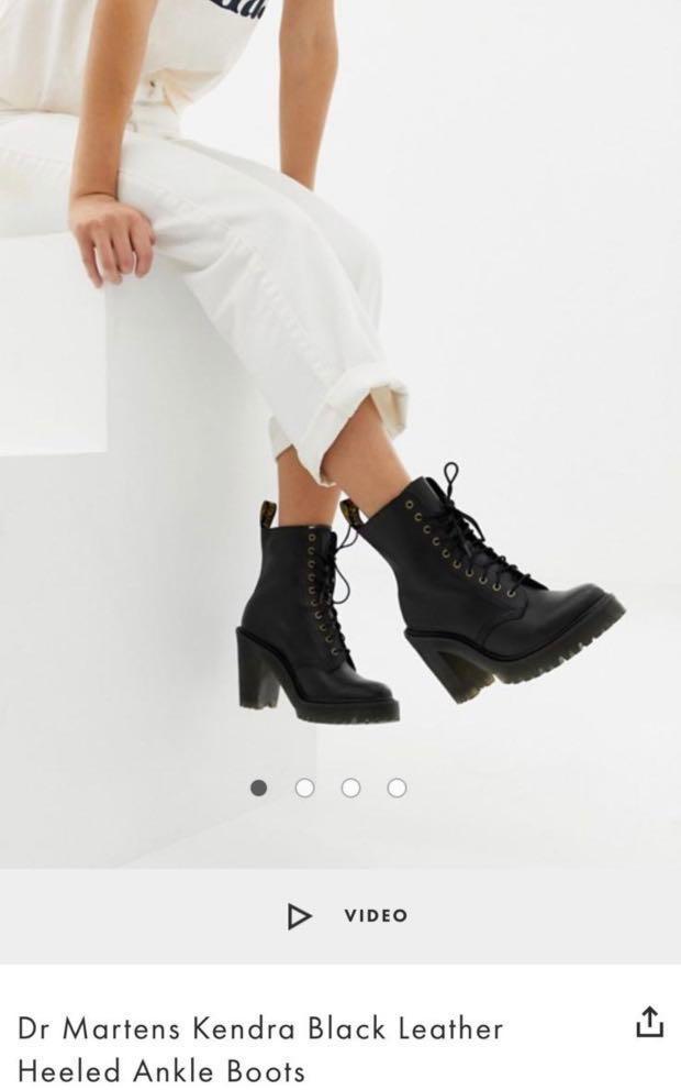 Almost New Dr Martens Kendra Black Leather Heeled Leather Boots Women s Fashion Footwear Boots on Carousell