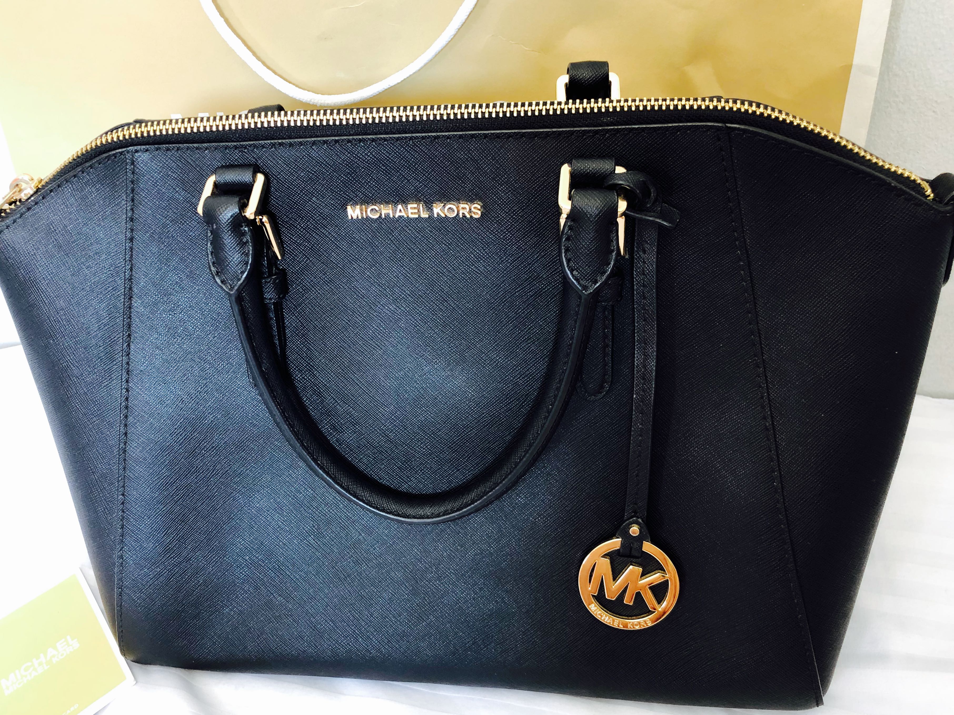 Authentic Michael Kors Ciara Large Satchel - Black Saffiano, Luxury, Bags &  Wallets on Carousell