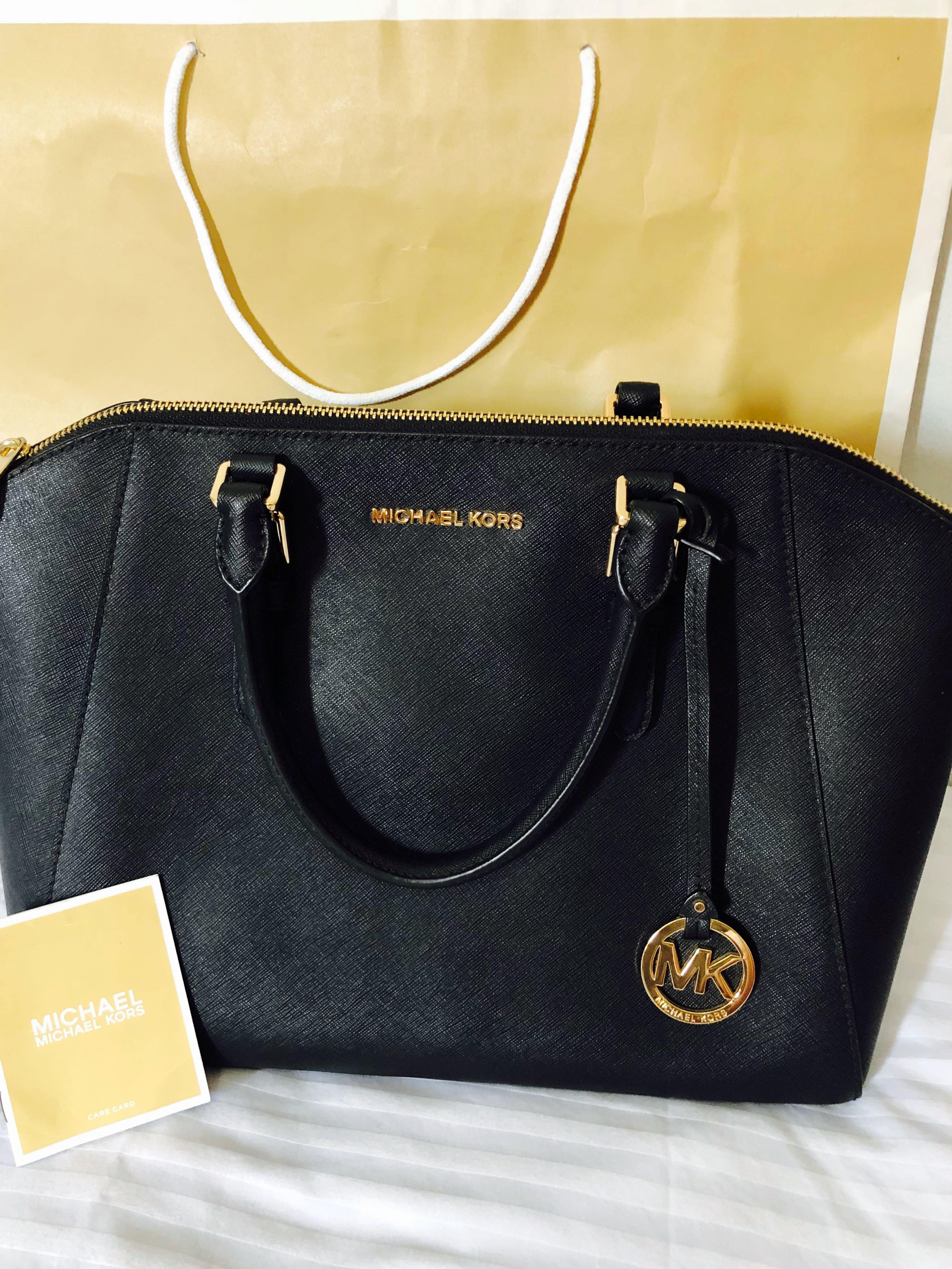 Authentic Michael Kors Ciara Large Satchel Black Saffiano