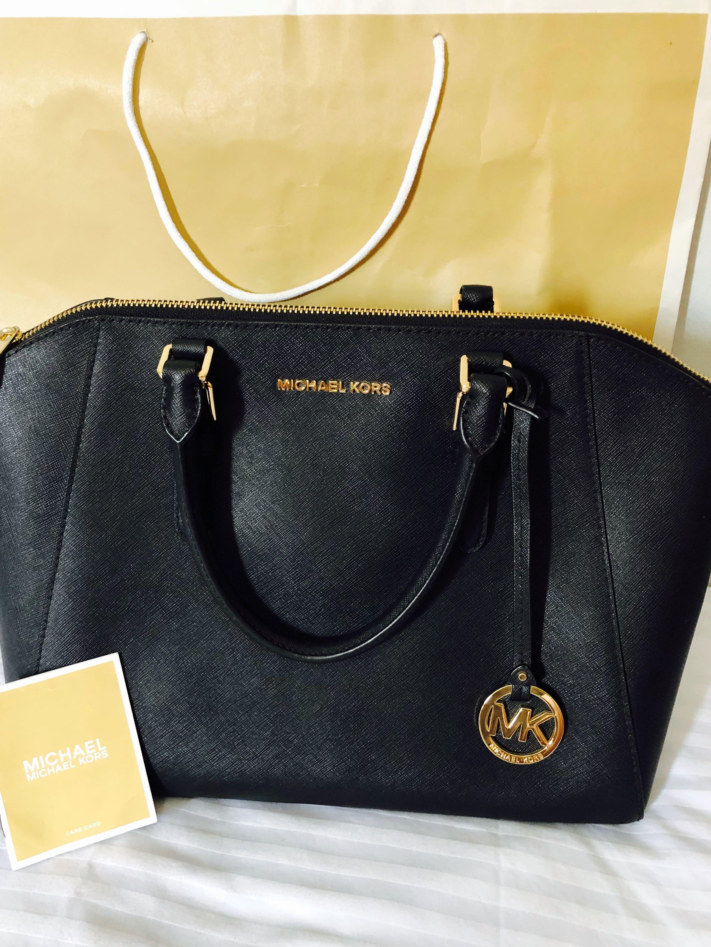 Authentic Michael Kors Ciara Large Satchel - Black Saffiano, Luxury, Bags &  Wallets on Carousell