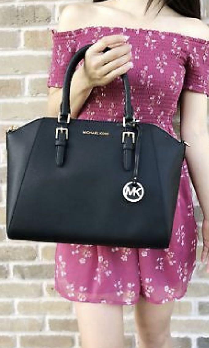 Authentic Michael Kors Ciara Large Satchel - Black Saffiano, Luxury, Bags &  Wallets on Carousell