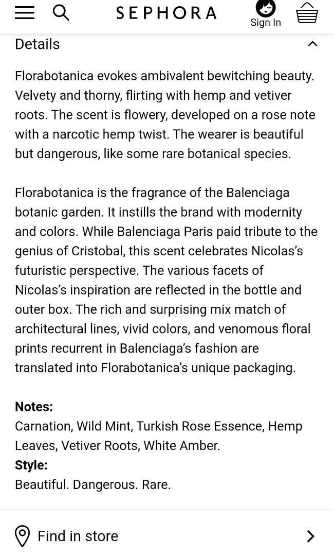 Sephora balenciaga sale florabotanica