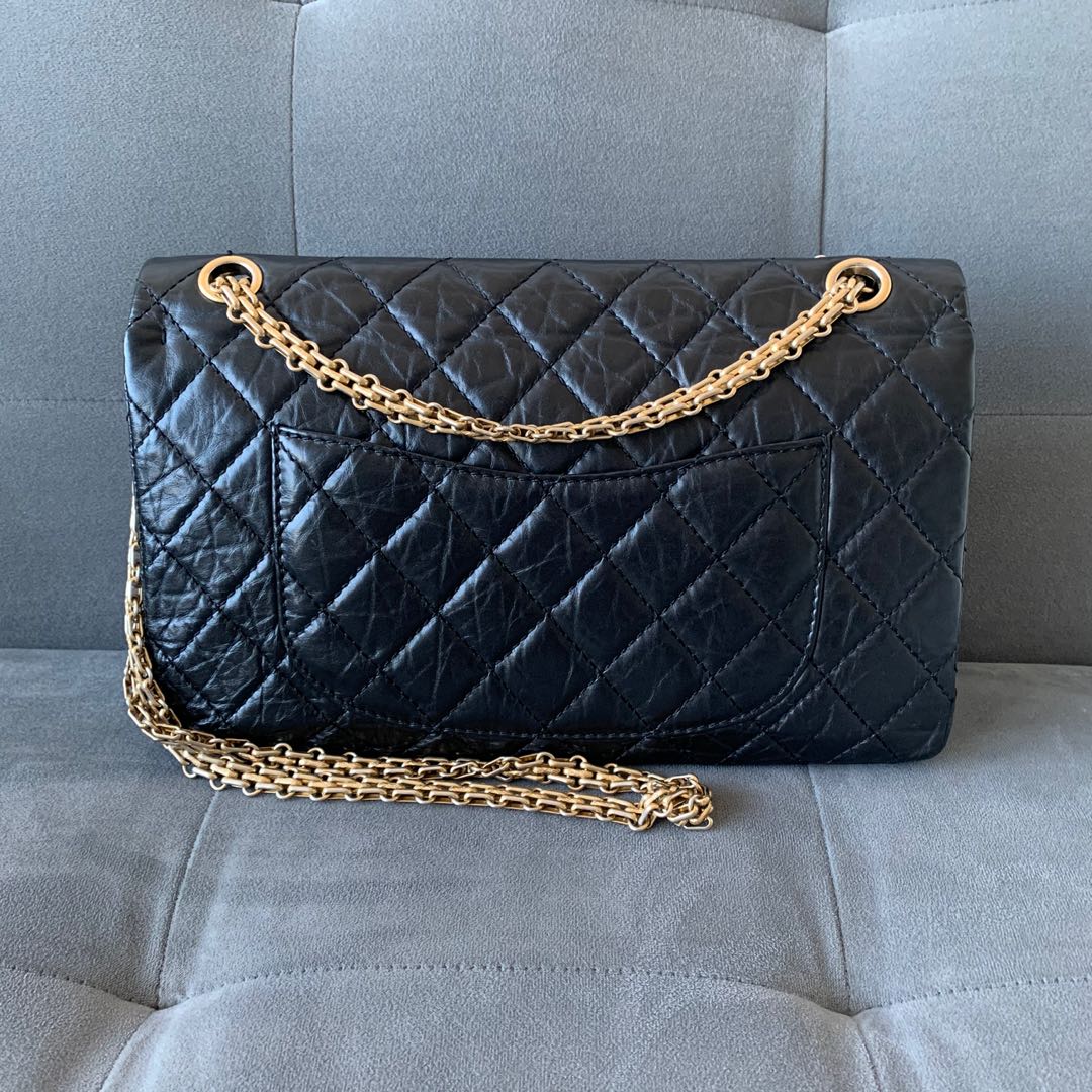 Chanel 2.55 Reissue Double Flap (size 226) - black aged calf leather
