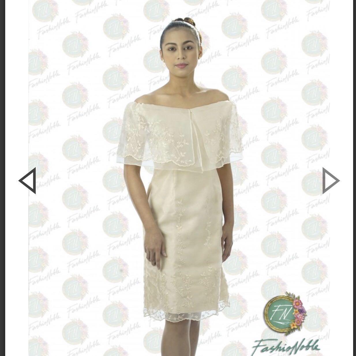 FOR RENT Filipiniana Barong Dress Embroidered Off the Shoulder Silk Dress Women s Fashion Dresses Sets Dresses on Carousell