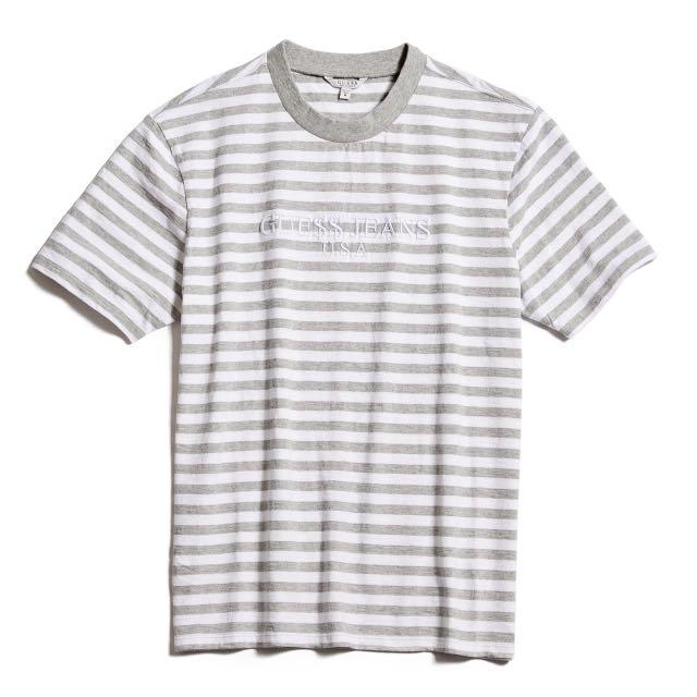 guess x asap rocky grey striped Men's Fashion, Tops & Tshirts & Polo Shirts on Carousell