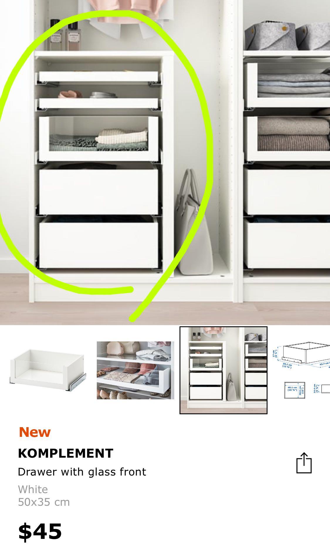 Ikea Komplement Divider 3 Drawers Furniture Shelves Drawers