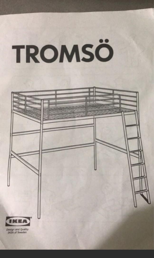 Ikea tromso TWIN size loft bed with mattress., Furniture & Home Living