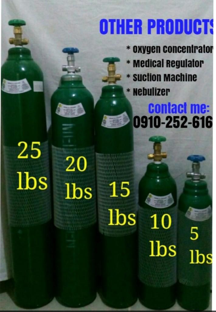 Medical oxygen tanks (Category: Sanitizers & Disinfectants) located in Quezon City. Submitted by jayquanmarketing_09653447155 (Listing ID 256626459, Image 1). Description: Tanks Sizes 5lbs 10lbs 15lbs 20lbs 50lbs Medical oxygen Regulator -1,500 Add for Refill CONTACT NO. 📲 0965-344-7155.