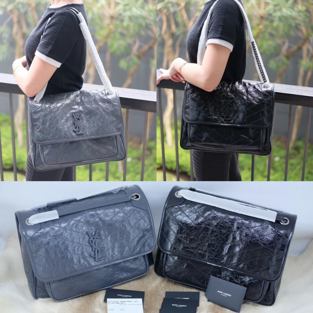 Ready YSL Niki Large All Black and Dark Smog