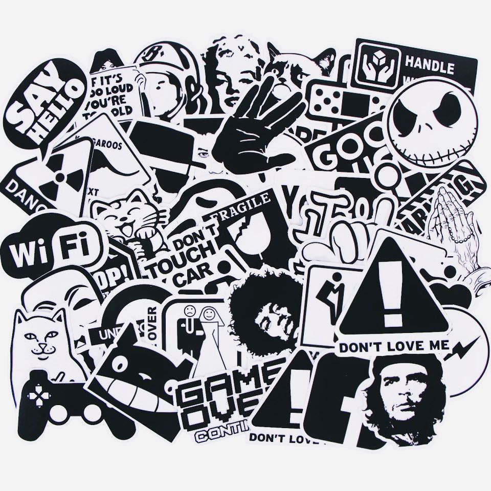 Stickers 50pc Transparent Black White Modern Trends Logos Fragile Game Over Supreme Style Assorted Design Craft Art Prints On Carousell
