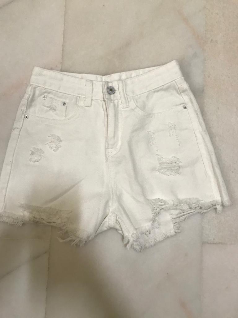 white ripped denim shorts womens