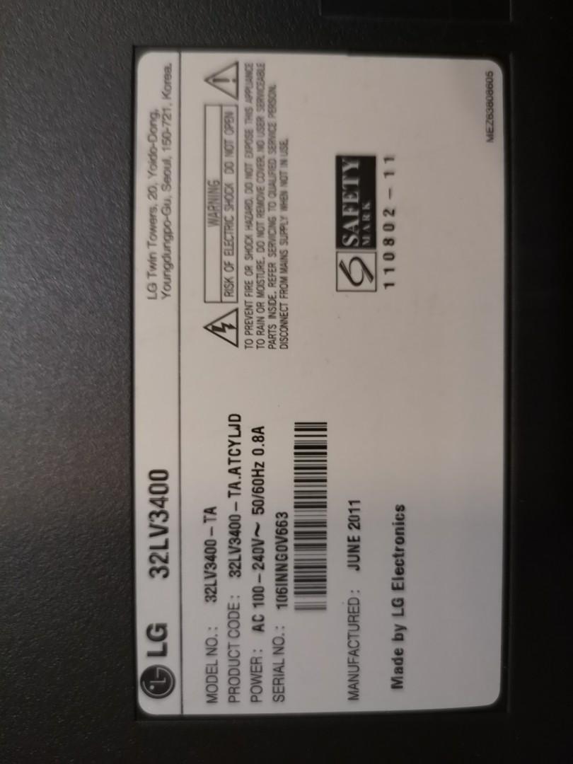 32 inch lg led tv 32lv3400, TV & Home Appliances, TV & Entertainment ...