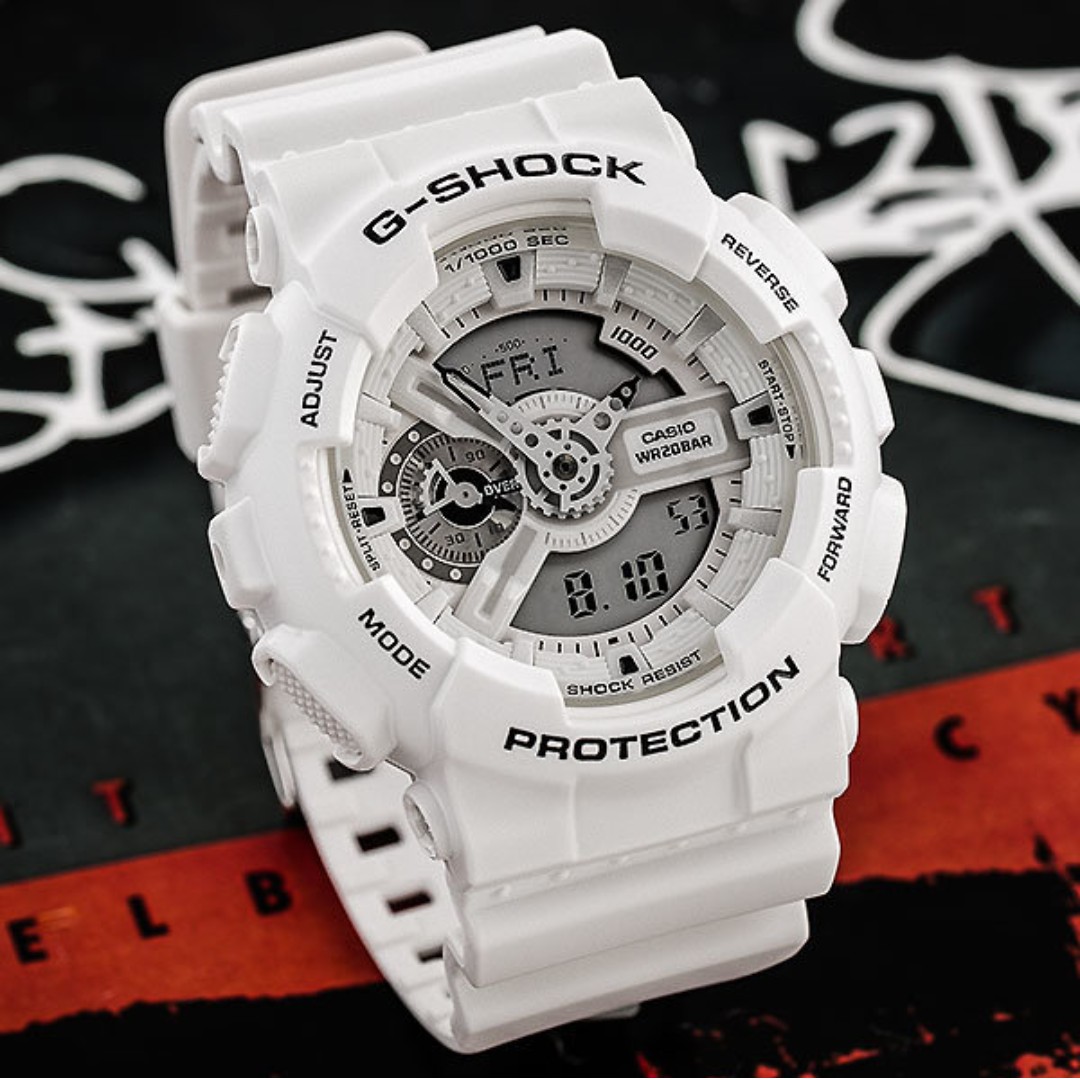 Casio G Shock GA 110MW 7ADR GA 110MW 7A FULL WHITE Analog Digital Men s Watch GA 110MW 7 GA 110MW GA 110