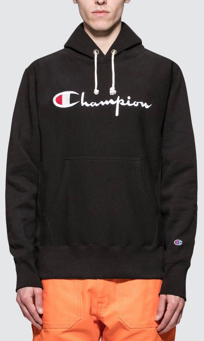 champion reverse weave script logo hoodie