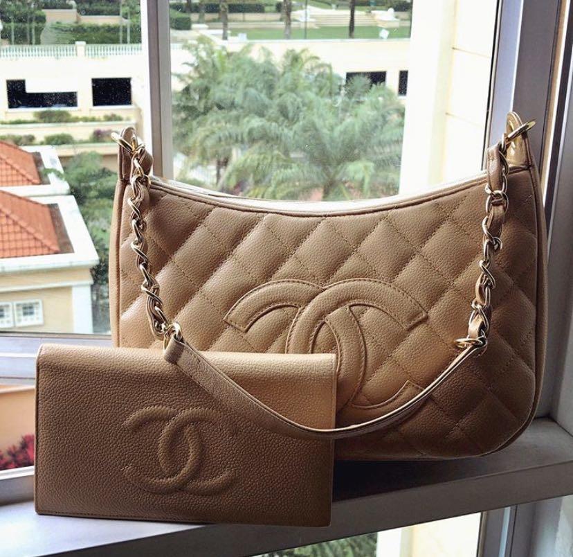 CHANEL Brown Caviar Leather Hobo Tote