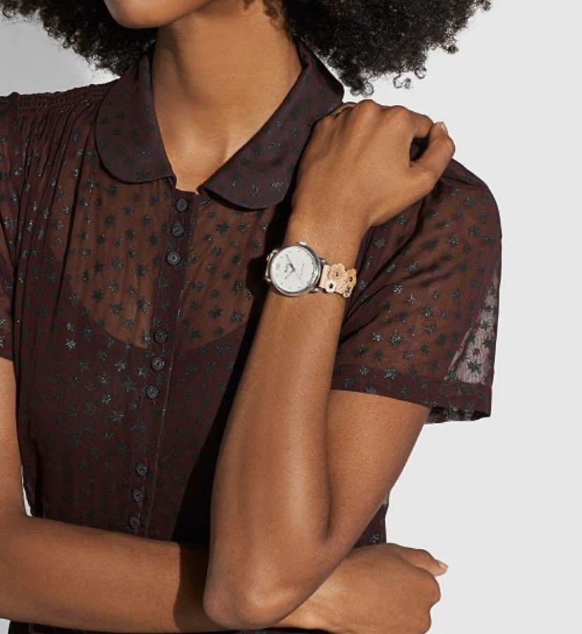 Coach Delancey with Floral Appliqu Nude Pink Leather Watch W1540