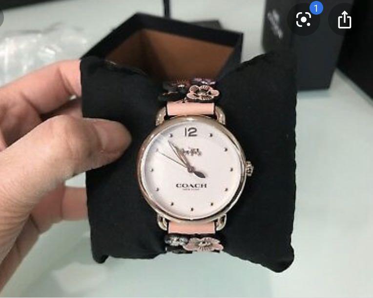Coach delancey watch with floral applique top