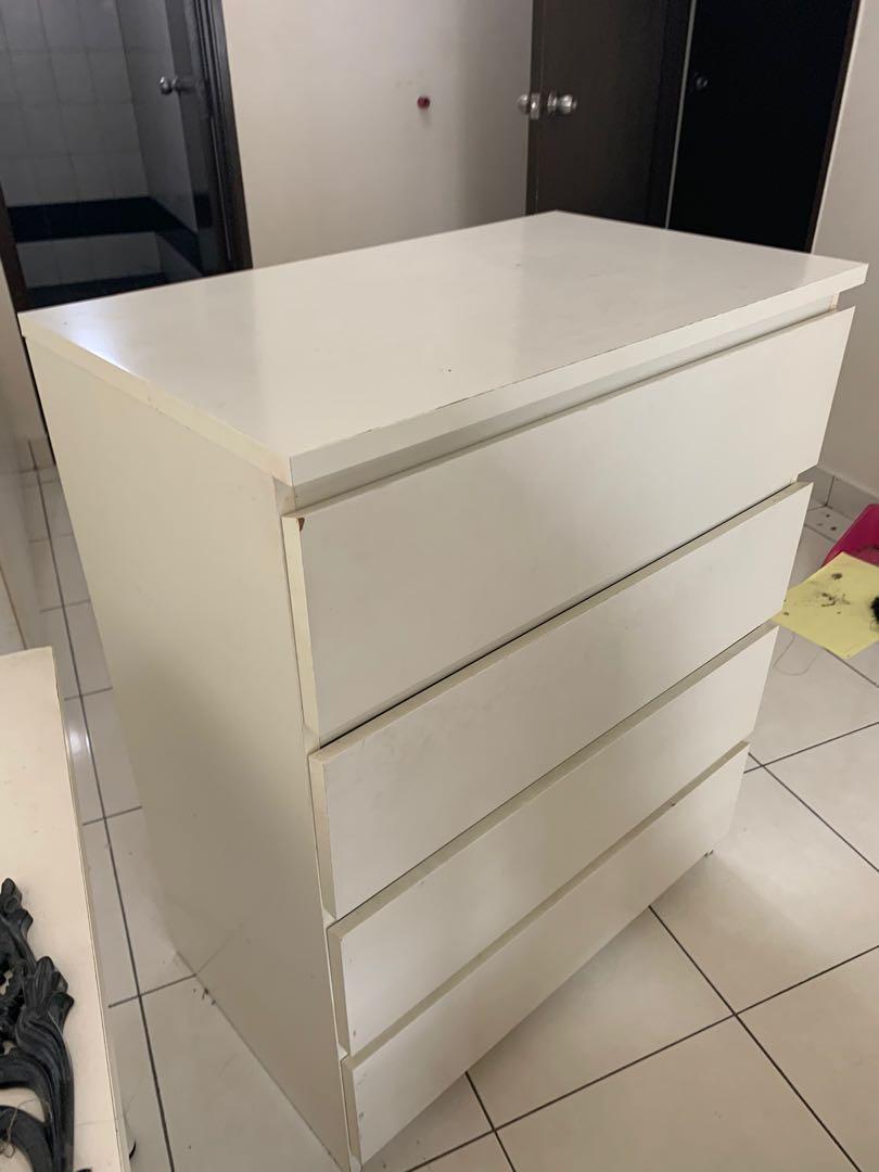 Ikea MALM Chest of 4 drawers, white, 80x100 cm, Furniture & Home Living